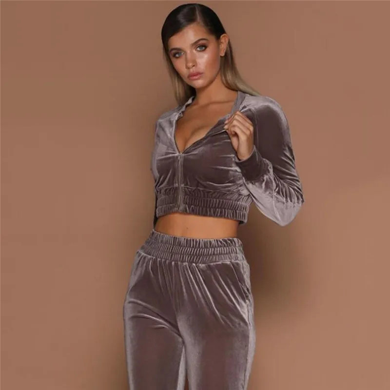 Women 2 piece set Autumn Keep warm Long Sleeve Zip Sweatshirts tracksuit women pleuche Crop tops+ Harem pants Suits
Women 2 piece set Autumn Keep warm Long Sleeve Zip Sweatshirts tracksuit women pleuche Crop tops+ Harem pants Suits