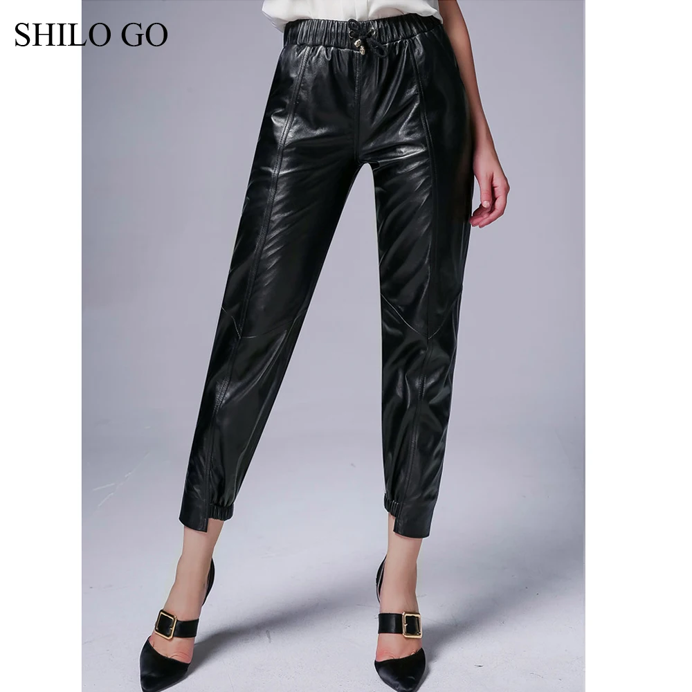 SHILO GO/кожаные брюки Модные осенние из натуральной овечьей кожи эластичные с