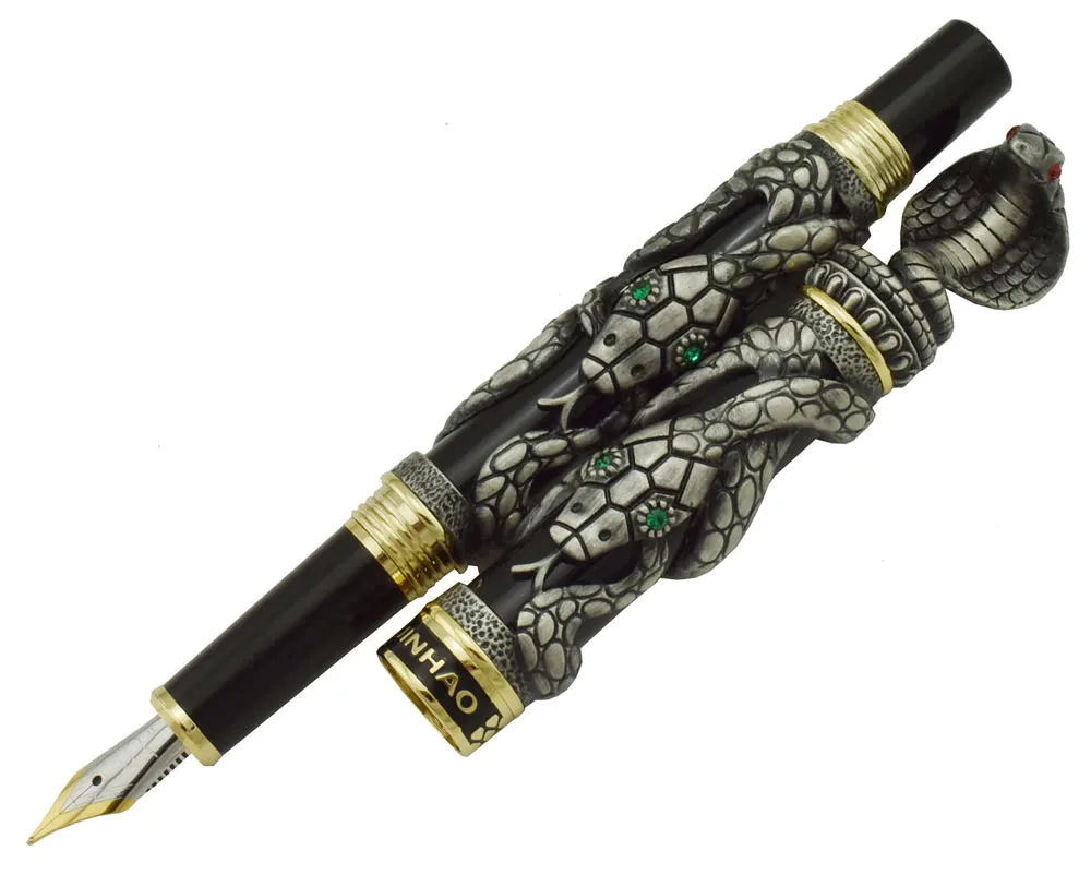 

Jinhao Snake Vintage Fountain Pen Gray Cobra 3D Pattern Texture Relief Sculpture Technology Noble Collection Gift Pen