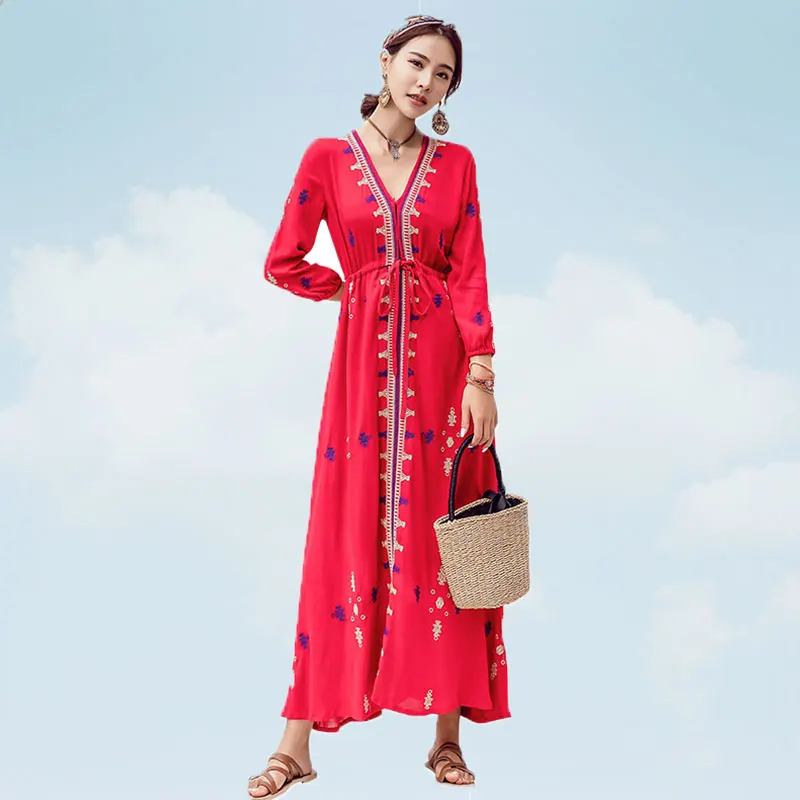 Женское платье три четверти весна-осень 2019 винтажный сарафан с принтом