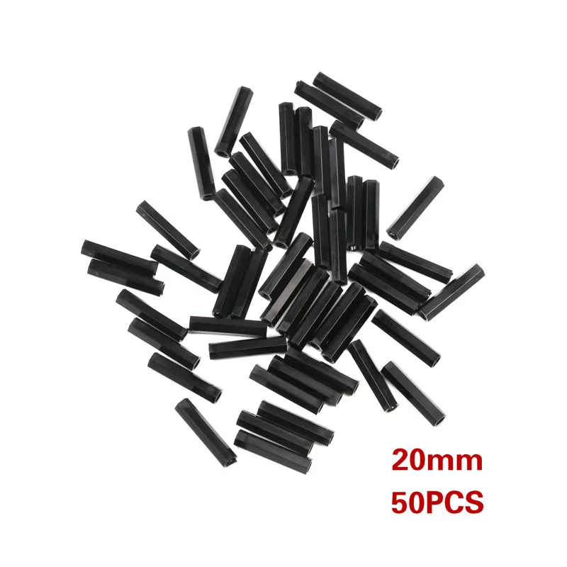 50 шт./компл. M2 25 мм/20 мм/15 мм/10 мм черный шестигранный нейлоновый противостоящий