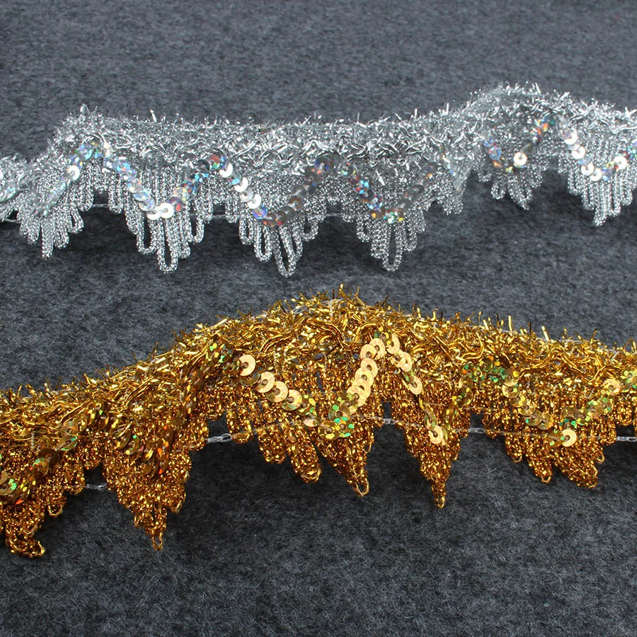 14 Yards Gold Silver Polyester Lace Ribbon Trims For Stage Performance Party DIY Sewing Garment Handmade Materials 4cm Wide
14 Yards Gold Silver Polyester Lace Ribbon Trims For Stage Performance Party DIY Sewing Garment Handmade Materials 4cm Wide