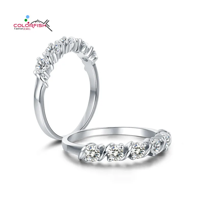 COLORFISH Solid 925 Sterling Silver 3mm Twist Wedding Band By- Pass 7 Stones Anniversary Match Engagement Band Ring For Women
COLORFISH Solid 925 Sterling Silver 3mm Twist Wedding Band By- Pass 7 Stones Anniversary Match Engagement Band Ring For Women