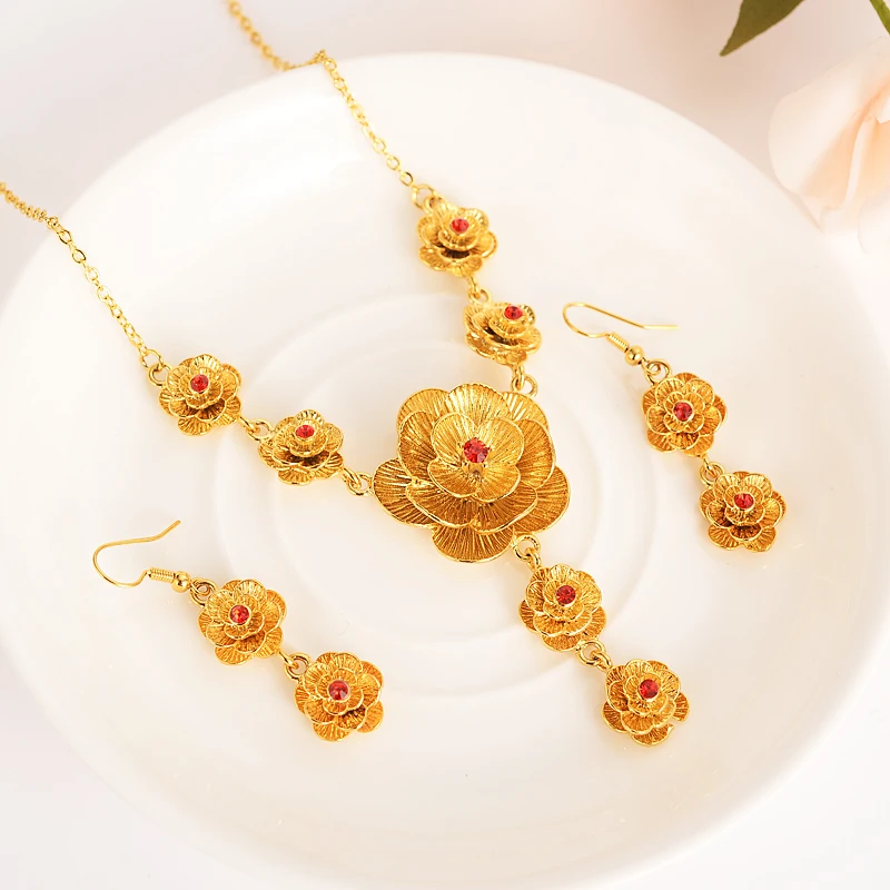 women Jewelry set crystal Gold filled rose Pendant flower Necklaces/Earrings African Bridal Habesha Ethiopia Wedding girl Gift
women Jewelry set crystal Gold filled rose Pendant flower Necklaces/Earrings African Bridal Habesha Ethiopia Wedding girl Gift