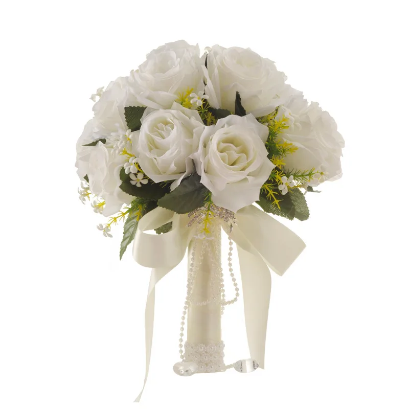 Искусственный белый букет цветов Букеты Свадебные de mariage листьями ручной работы