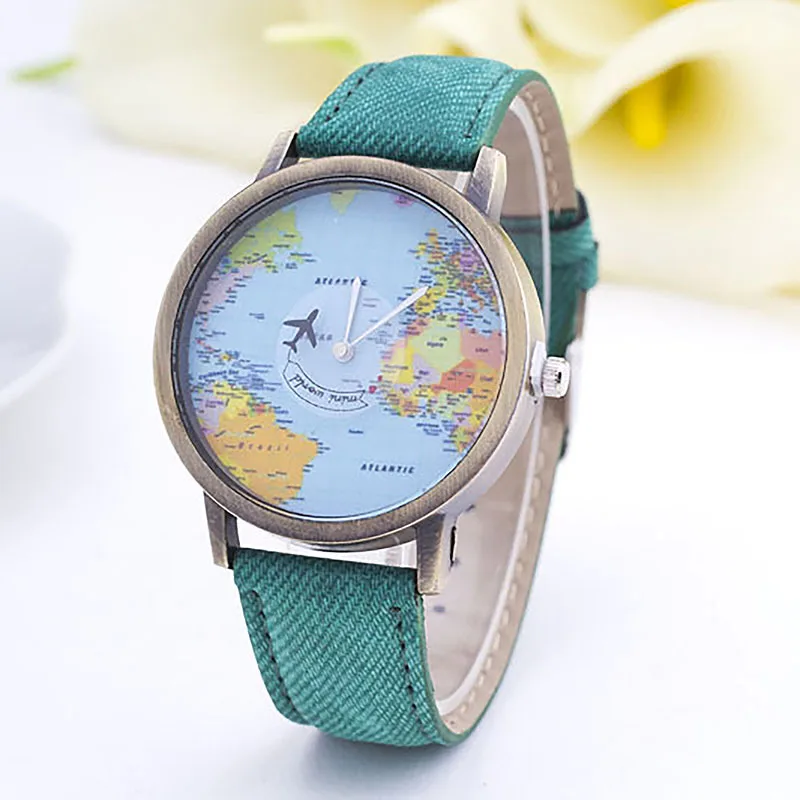 Модные часы для путешествий на самолете с глобальной картой женщин и мужчин