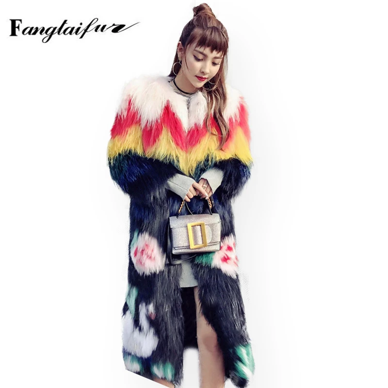 Ftangaiur Winter Women Weave Import Fox Fur Coat Long Sleeve Contrast Color O-Neck Women's Real X-Long Fox Fur Coats
Ftangaiur Winter Women Weave Import Fox Fur Coat Long Sleeve Contrast Color O-Neck Women's Real X-Long Fox Fur Coats