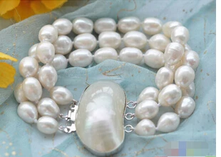 P3768 3row 8" 12mm rice white Freshwater cultured pearl bracelet>Wholesale Lovely Women's Wedding Jewelry
P3768 3row 8" 12mm rice white Freshwater cultured pearl bracelet>Wholesale Lovely Women's Wedding Jewelry
