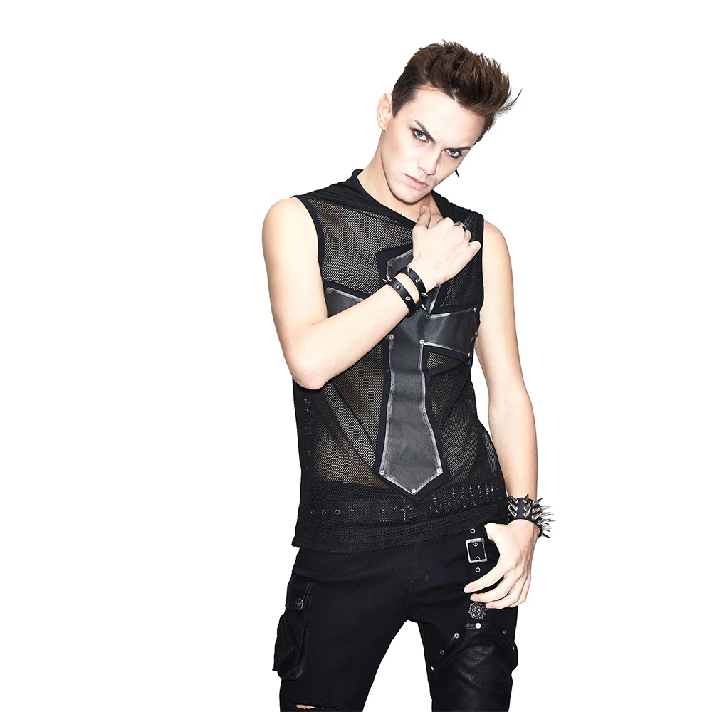 Punk Gothic Mens Tank Top Rock Sleeveless Hooded Tees See Through Mesh Sexy Casual Fashion Vest New Trendy New Summer Clothing
Punk Gothic Mens Tank Top Rock Sleeveless Hooded Tees See Through Mesh Sexy Casual Fashion Vest New Trendy New Summer Clothing