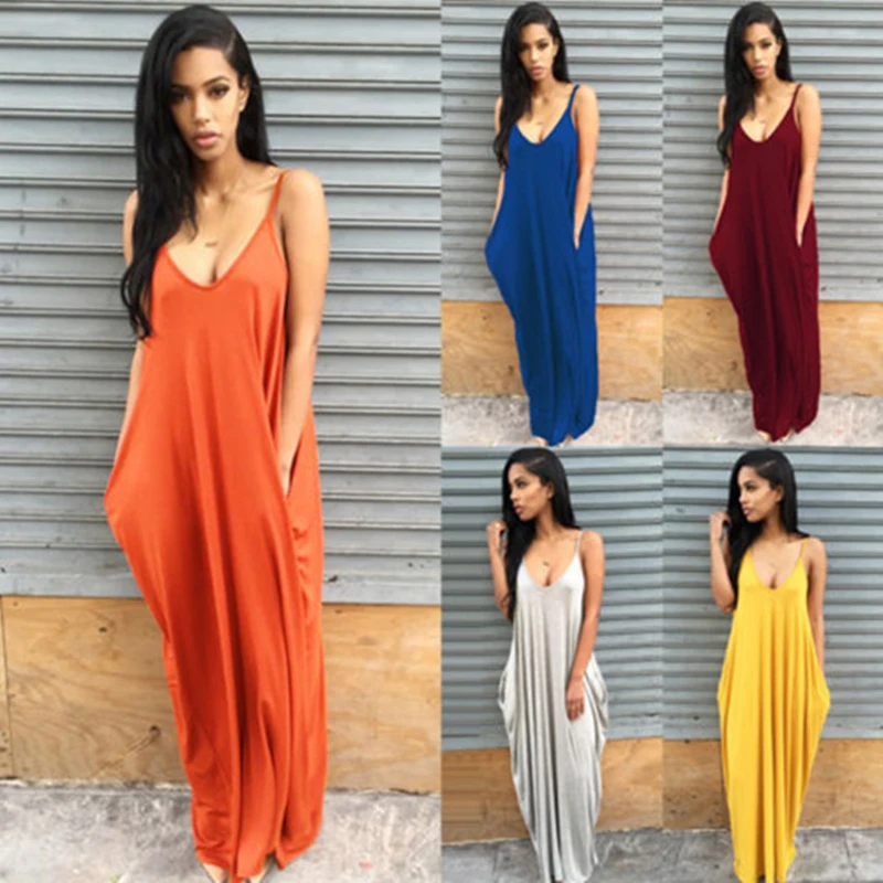 Plus Large Size Women Spaghetti Straps Dress Deep V Neck Sleeveless Pockets Loose Casual Summer Beach Dresses Female Maxi Dress
Plus Large Size Women Spaghetti Straps Dress Deep V Neck Sleeveless Pockets Loose Casual Summer Beach Dresses Female Maxi Dress