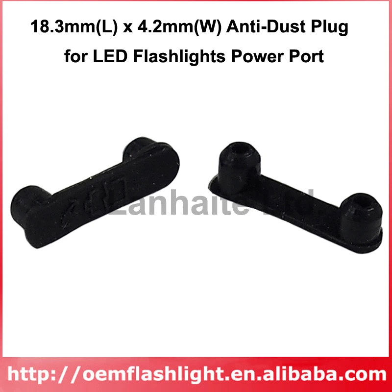 

18.3mm(L) x 4.2mm(W) Anti-Dust Plug for LED Flashlights Power Port - Black (5 pcs)