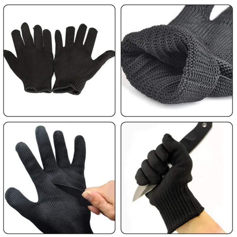 1 пара защитных устойчивых к порезам безопасных дышащих рабочих перчаток черного