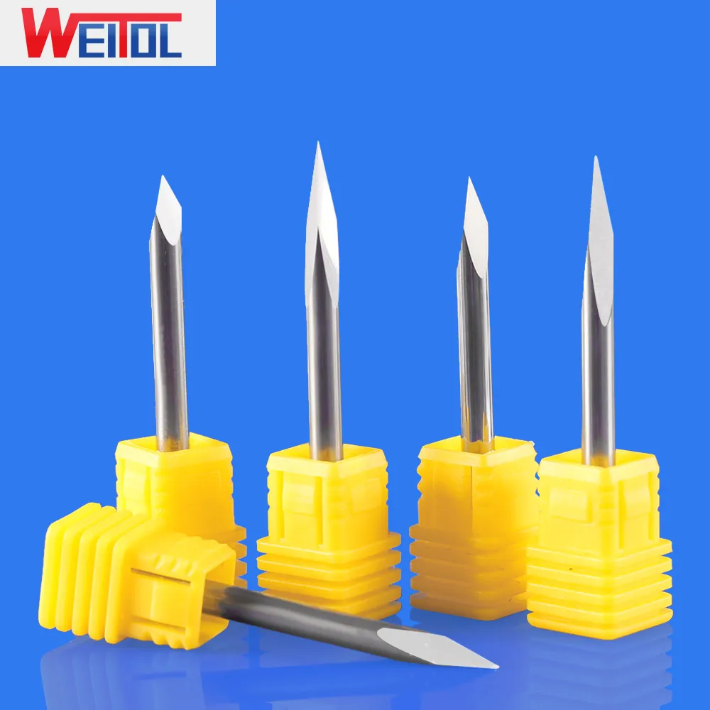 WeiTol 1 шт. 4 мм SHK трехсторонние гравировальные биты твердосплавные 3-кратные фрезы