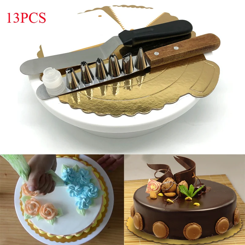 13Pcs Plastic Cake Turntable Rotating Cake Stand Icing Piping Nozzle Fondant Cream Spatula Dessert Tray Paper Boards Cake Decor
13Pcs Plastic Cake Turntable Rotating Cake Stand Icing Piping Nozzle Fondant Cream Spatula Dessert Tray Paper Boards Cake Decor