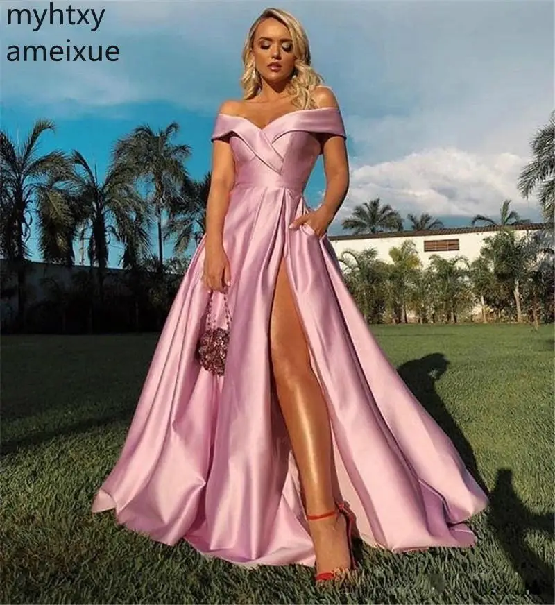 2021 New Pink Off The Shoulder Zipper Back Satin Pleated Plus Size Sexy Cheap Evening Dresses Gowns Long Party Robe De Soiree
2021 New Pink Off The Shoulder Zipper Back Satin Pleated Plus Size Sexy Cheap Evening Dresses Gowns Long Party Robe De Soiree