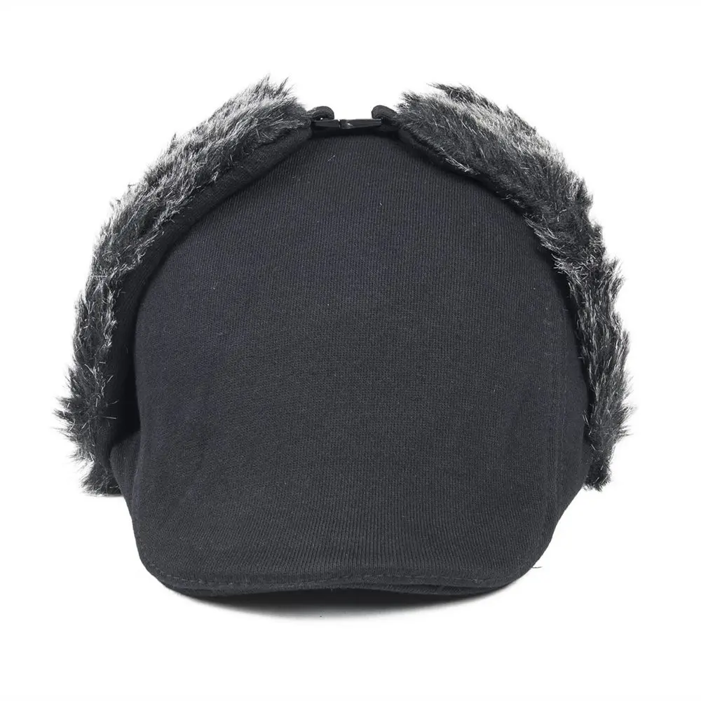 VOBOOM ушной лоскут Bomber Hat мужские черные зимние хлопковые теплые плоские Плющ кепки
