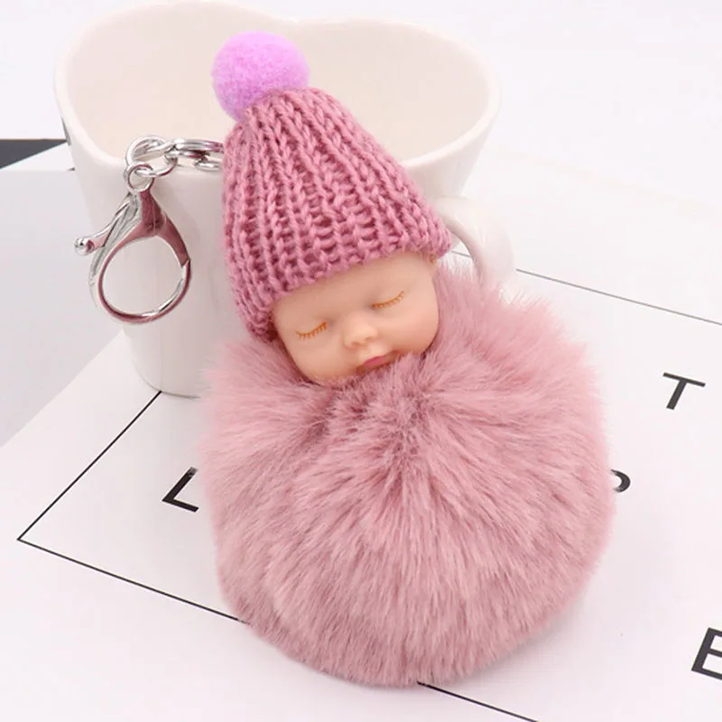 Cute Sleeping Baby Pompom Fluffy Fur Ball Pendant Keychain Bag Charm Car Key Chain Fashion Black Color Decorative Key Chains
Cute Sleeping Baby Pompom Fluffy Fur Ball Pendant Keychain Bag Charm Car Key Chain Fashion Black Color Decorative Key Chains