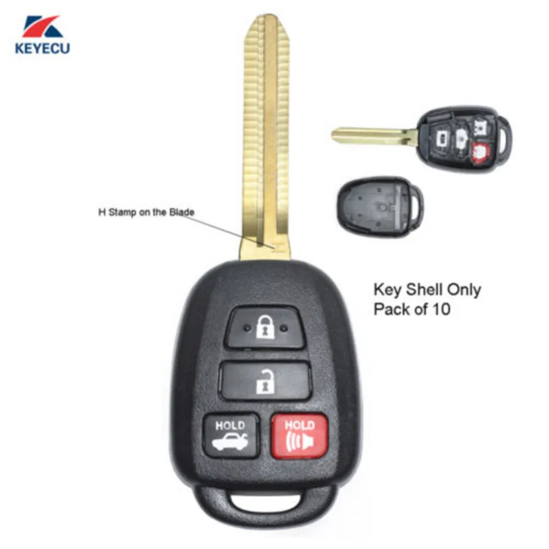 KEYECU Replacement Remote Key Shell Case Fob 3+1 Button for Toyota Camry Corolla H Stamp on the Blade
KEYECU Replacement Remote Key Shell Case Fob 3+1 Button for Toyota Camry Corolla H Stamp on the Blade