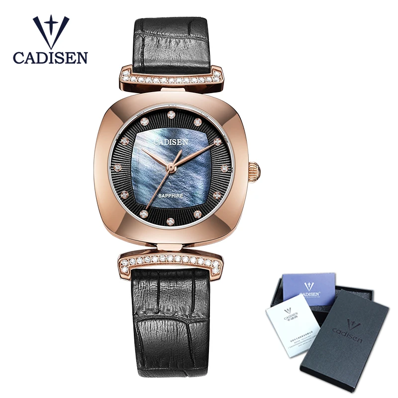 

Cadisen 2018 Fashion Luxury Brand Watch Leather Quartz Ladies Watches Hour montre femme relogio feminino Stainless steel Watch