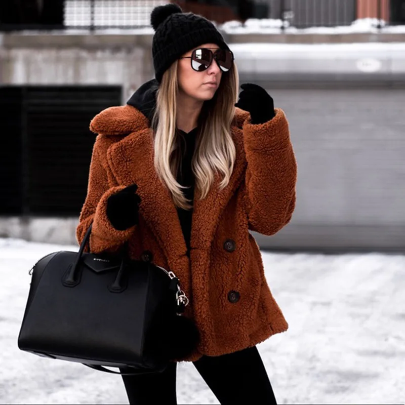 Plus Size Women Jacket New Fashion Button Pocket Loose Autumn Basic Warm Female Outwear Ladies Coat ZDR102 | Женская одежда