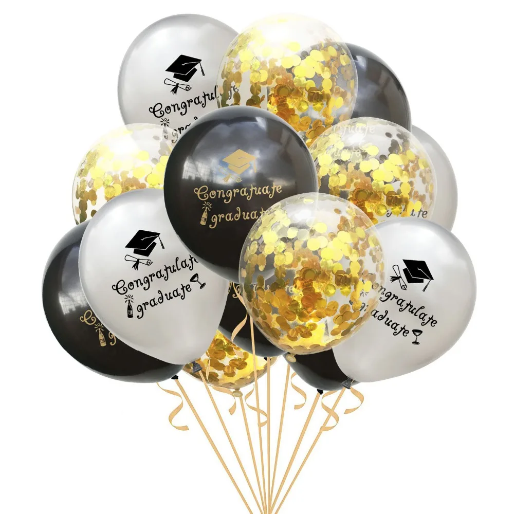 Поздравление Graduate латексные шарики с принтом black rose Gold гелий конфетти воздушные