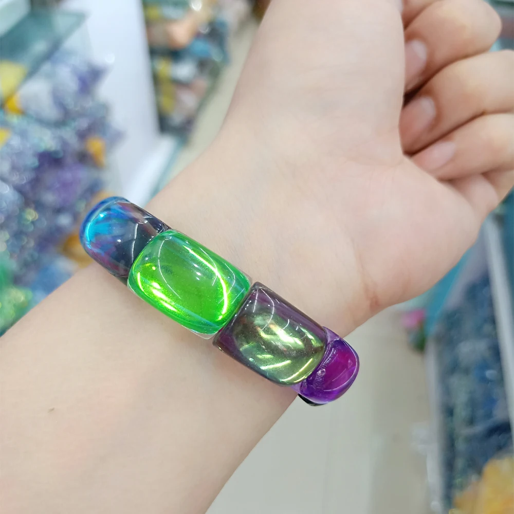Fashion Colorful Flash Stone Beaded Bracelets Women Men Shimmer Stone Strand Bracelet Bangle Beads Size About 15x20x9mm
Fashion Colorful Flash Stone Beaded Bracelets Women Men Shimmer Stone Strand Bracelet Bangle Beads Size About 15x20x9mm