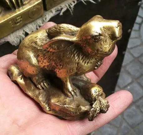 41 + Китайский Латунь Коллекционные Ручной Кролик Статуя|statue|statues collectibles |