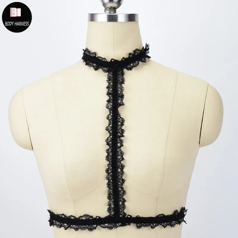 Black Lace Body Harness Elastic Chic Lace Halter Cage Bra Choker Bralette Corset Top Goth Fetish Wear Bondage Harness Bra
Black Lace Body Harness Elastic Chic Lace Halter Cage Bra Choker Bralette Corset Top Goth Fetish Wear Bondage Harness Bra