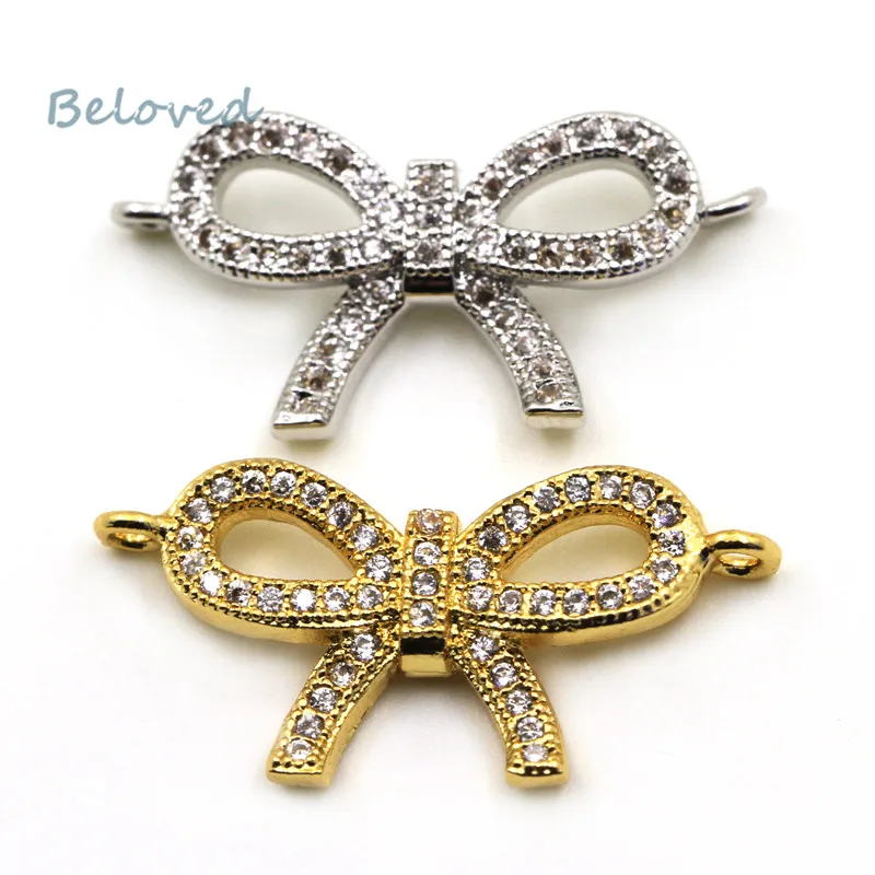 Micro Pave Cubic CZ Zirconia Bowknot Copper Connector Charms, Gold/Silver Plated Clear CZ Metal Jewelry Making Findings, BG18176
Micro Pave Cubic CZ Zirconia Bowknot Copper Connector Charms, Gold/Silver Plated Clear CZ Metal Jewelry Making Findings, BG18176
