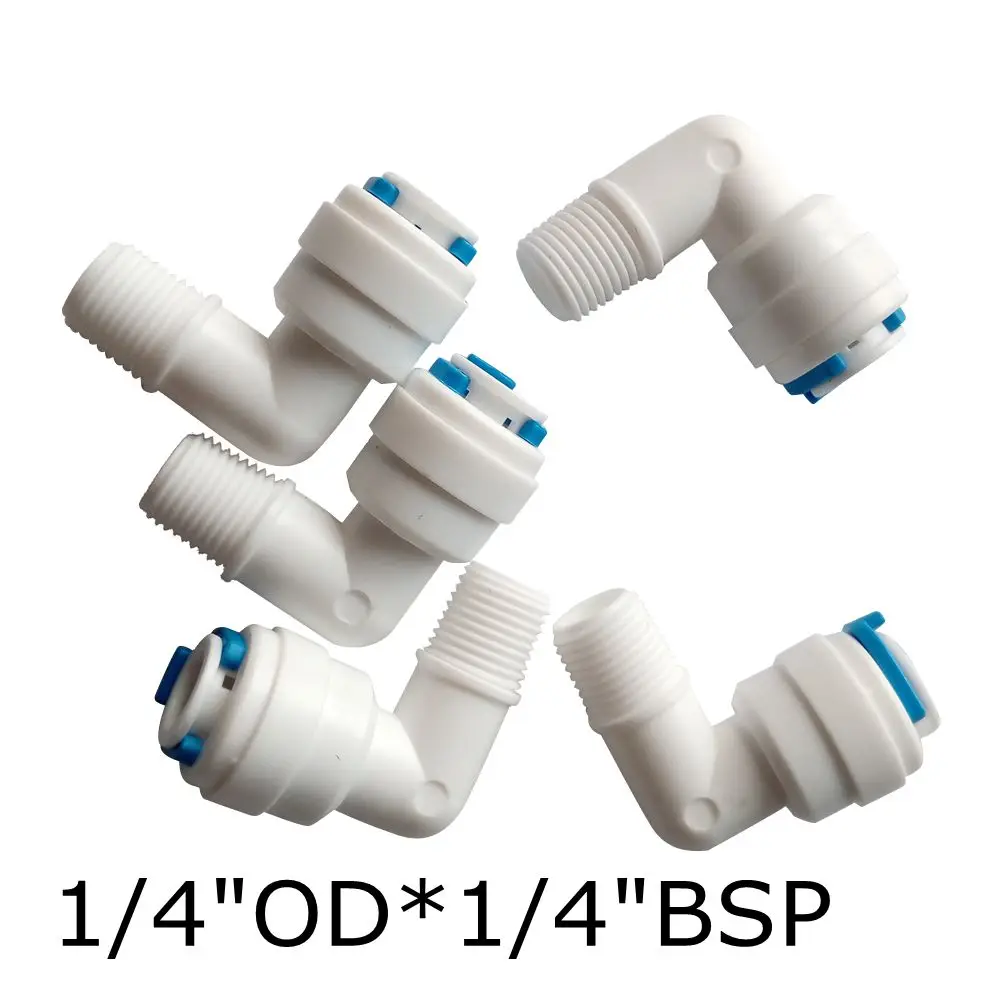 5pcs 1/4" OD 1/4" BSP Male Elbow Quick Connector RO Water Purifier Reverse Osmosis Aquarium System Connector Fitting ROME-2-2
5pcs 1/4" OD 1/4" BSP Male Elbow Quick Connector RO Water Purifier Reverse Osmosis Aquarium System Connector Fitting ROME-2-2