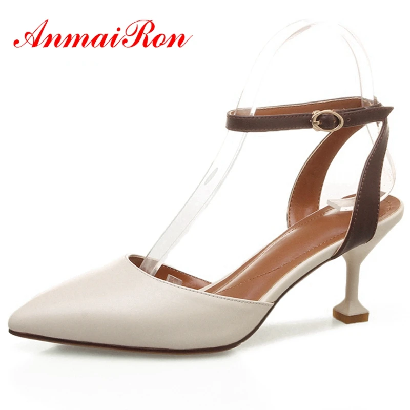 ANMAIRON Genuine leather shoes chaussures newest mixed colors Buckle strap Pointed toe Large Size 34-41 Summer Shoes women CR218
ANMAIRON Genuine leather shoes chaussures newest mixed colors Buckle strap Pointed toe Large Size 34-41 Summer Shoes women CR218