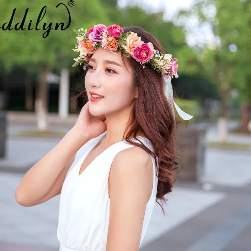 2019 New Women Rose Flower Headband Wreath Kids Party Floral Garlands Ribbon Adjustable Flower Crown Wedding Hair Accessories
2019 New Women Rose Flower Headband Wreath Kids Party Floral Garlands Ribbon Adjustable Flower Crown Wedding Hair Accessories