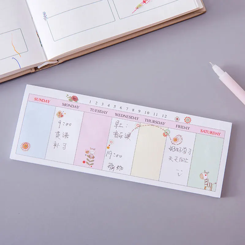1pcs/ lot Lovely Week plan sticky note Post Memo Pad Kawaii School Supplies Planner Stickers Paper Bookmarks Korean Stationer
1pcs/ lot Lovely Week plan sticky note Post Memo Pad Kawaii School Supplies Planner Stickers Paper Bookmarks Korean Stationer