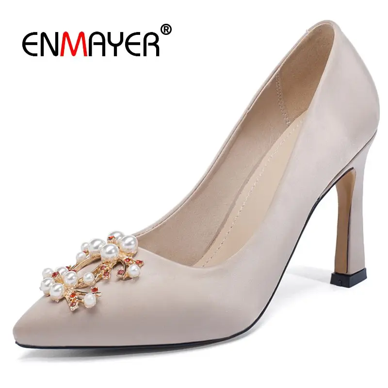 ENMAYER Silk Basic Super High Women Fashion Pumps Pointed Toe Party Slip-On Shoes Woman High Heel Size 34-43 LY1392
ENMAYER Silk Basic Super High Women Fashion Pumps Pointed Toe Party Slip-On Shoes Woman High Heel Size 34-43 LY1392