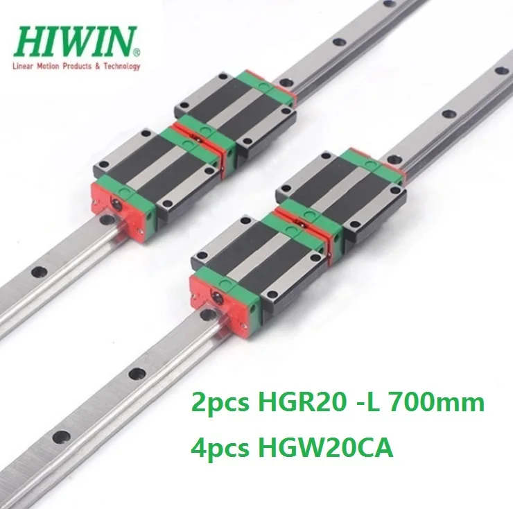 

2pcs origial Hiwin rail HGR20 -L 700mm linear guide + 4pcs HGW20CA HGW20CC flange carriage blocks for cnc router