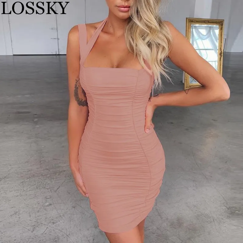 Sexy Halter Ruched Bodycon Mini Dress Sexy Sleeveless Backless Women's Summer Dresses Strapless Red Black Party Club Dress Robe
Sexy Halter Ruched Bodycon Mini Dress Sexy Sleeveless Backless Women's Summer Dresses Strapless Red Black Party Club Dress Robe