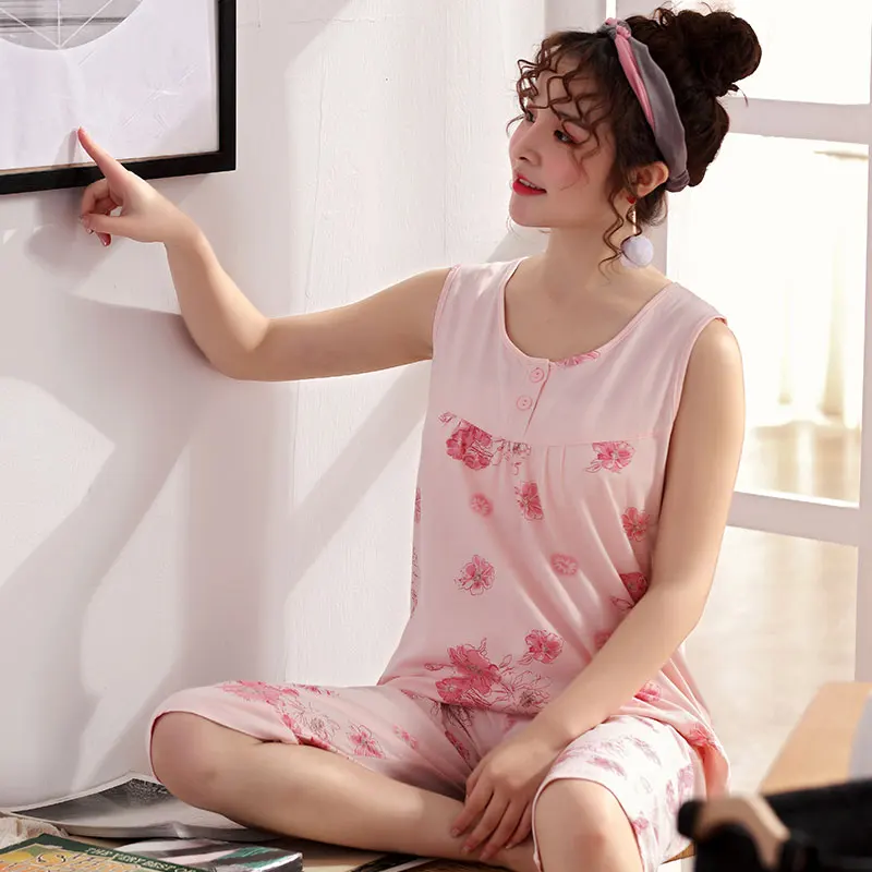 Small Red Flower Sleepwear Big Yards M-4XL Full Cotton Women Pajamas Set Vest Casual Tracksuit 2 piece Sexy Summer Home Lounge
Small Red Flower Sleepwear Big Yards M-4XL Full Cotton Women Pajamas Set Vest Casual Tracksuit 2 piece Sexy Summer Home Lounge