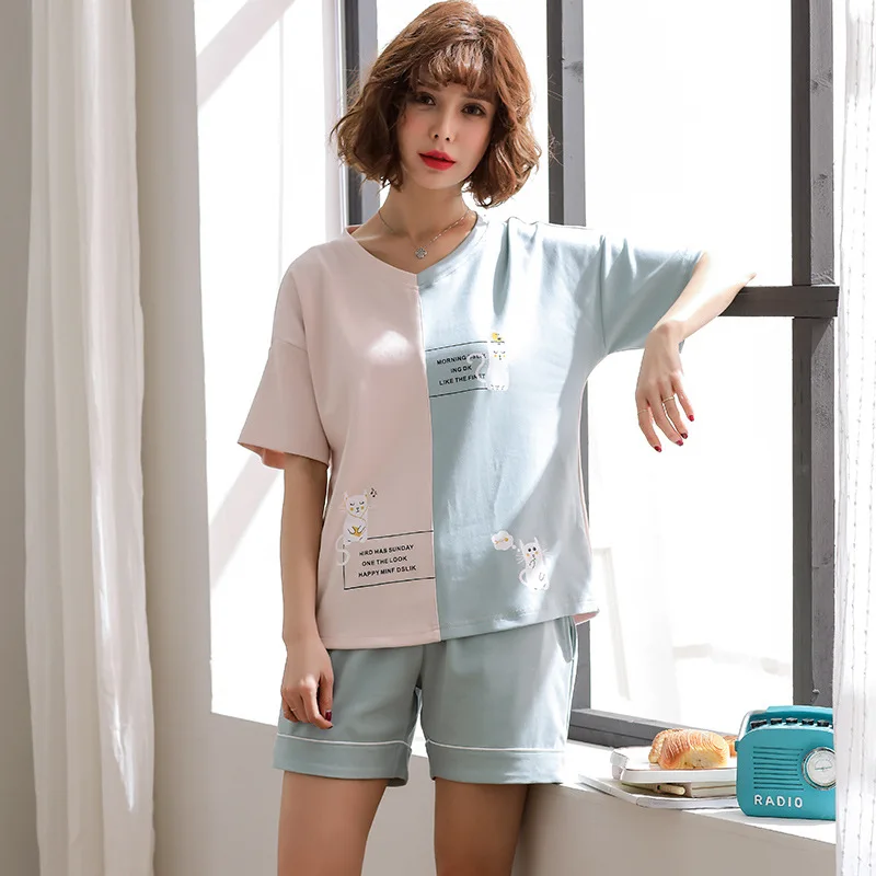 Women pajama lady summer cotton cute cartoon thin wearable casual short sleeve shorts two piece pajama sets pajama set pajamas
Women pajama lady summer cotton cute cartoon thin wearable casual short sleeve shorts two piece pajama sets pajama set pajamas