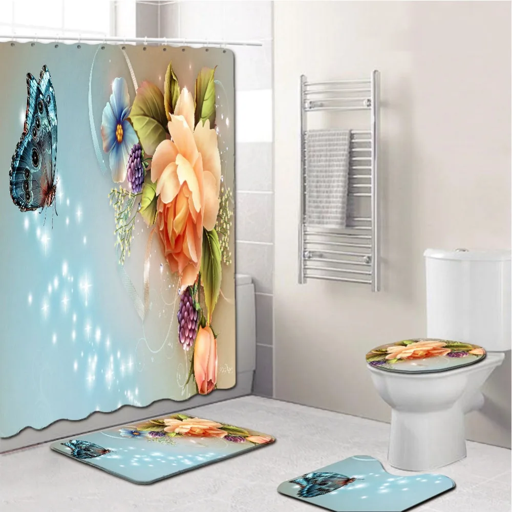 Adeeing Flowers Pattern Shower Curtain Mat Set Non Slip Rugs Carpet for Bathroom Toilet Bath
Adeeing Flowers Pattern Shower Curtain Mat Set Non Slip Rugs Carpet for Bathroom Toilet Bath