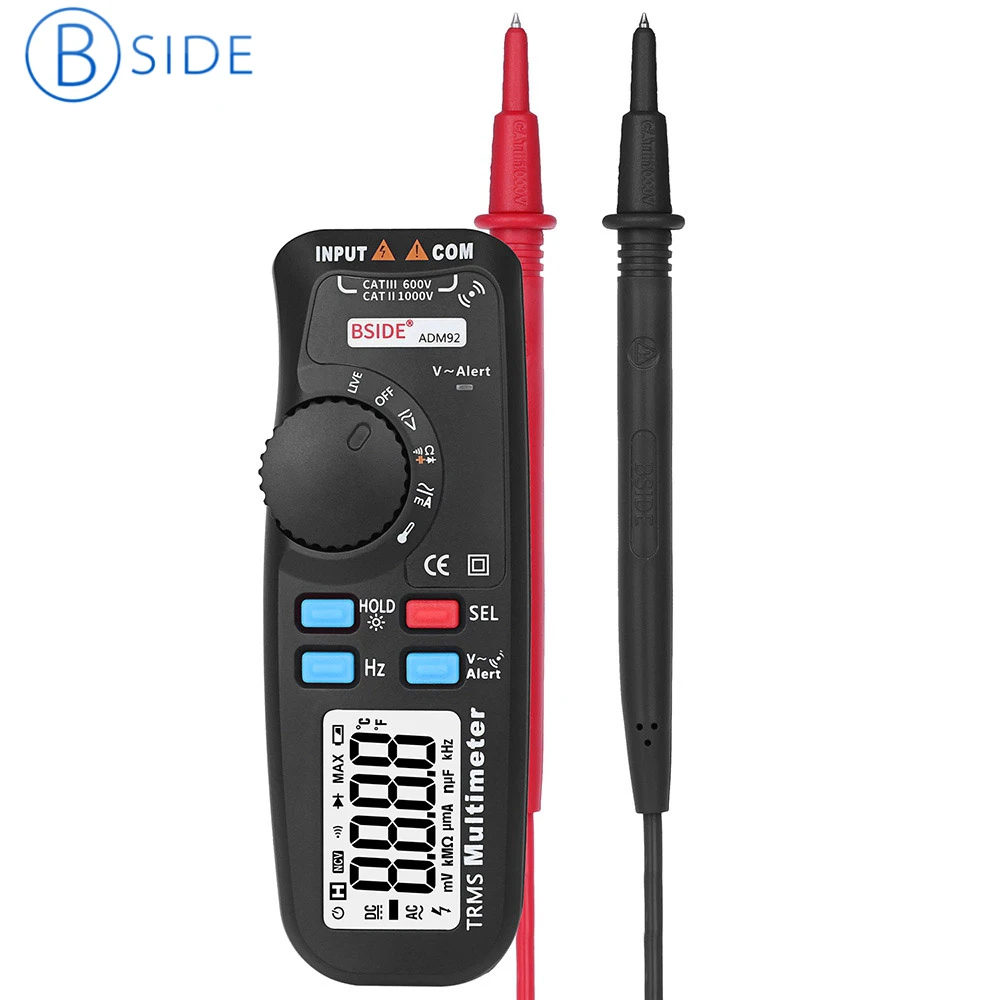 BSIDE ADM92 Handheld True RMS Digital Multimeter Auto Range 6000 Counts TRMS Tester With Live Wire Check Temp NCV Hz Ohm Diode
BSIDE ADM92 Handheld True RMS Digital Multimeter Auto Range 6000 Counts TRMS Tester With Live Wire Check Temp NCV Hz Ohm Diode