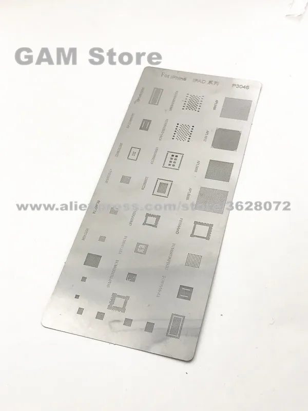 For iPad2 3 4 5 6 BGA Stencil Power CPU Nand flash wifi IC Chip Reballing Pin Direct Heating Template P3046
For iPad2 3 4 5 6 BGA Stencil Power CPU Nand flash wifi IC Chip Reballing Pin Direct Heating Template P3046