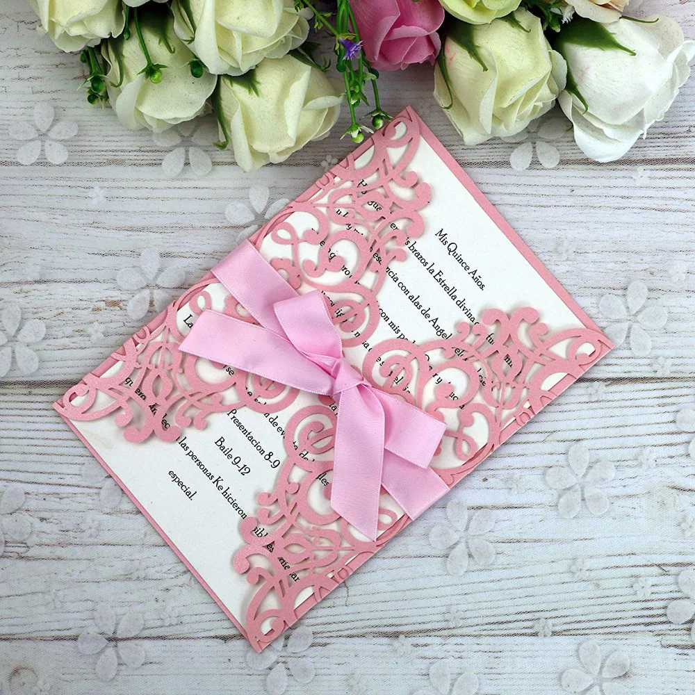 PONATIA 20 PCS Pink Wedding Invitations Cards With Ribbon For Wedding Bridal Shower Engagement Business Birthday Invites
PONATIA 20 PCS Pink Wedding Invitations Cards With Ribbon For Wedding Bridal Shower Engagement Business Birthday Invites