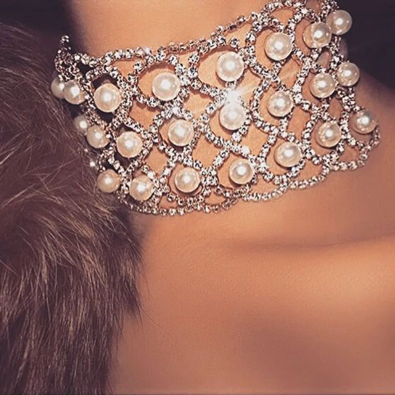 2018 Новый Воротник Чокеры Кристалл Rhinestone колье Цепочки и ожерелья s Для женщин