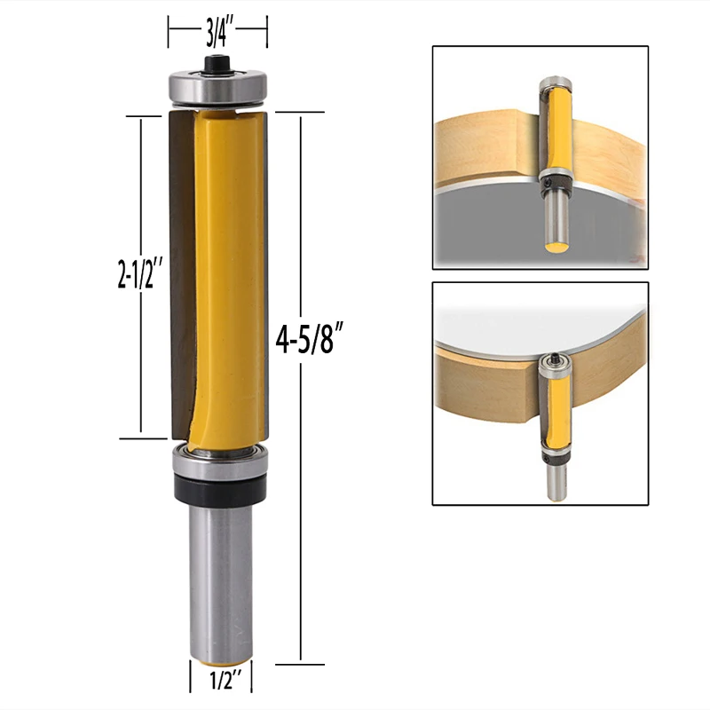 1/2" Shank Pattern/Flush Trim Router Bit 2-1/2" Cutter Top & Bottom Bearing High Quality
1/2" Shank Pattern/Flush Trim Router Bit 2-1/2" Cutter Top & Bottom Bearing High Quality