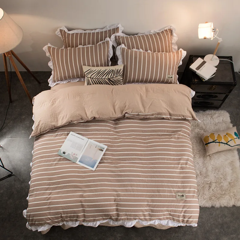 DeMissir Korea Princess Ruffles Edges 4Pcs Bedding Set Khaki Plaids Washed Cotton Duvet Cover Flat Sheet Pillow Cases Queen Size
DeMissir Korea Princess Ruffles Edges 4Pcs Bedding Set Khaki Plaids Washed Cotton Duvet Cover Flat Sheet Pillow Cases Queen Size