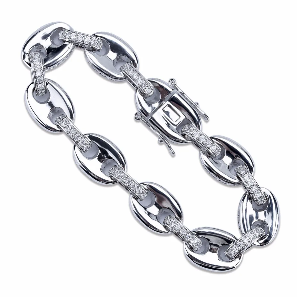 12mm Coffee Beans Puffed Marine Chain Bracelet Men Hip Hop Bling Iced Out AAA CZ Zircon Bracelets Male Jewelry Gold Color 7" 8
12mm Coffee Beans Puffed Marine Chain Bracelet Men Hip Hop Bling Iced Out AAA CZ Zircon Bracelets Male Jewelry Gold Color 7" 8