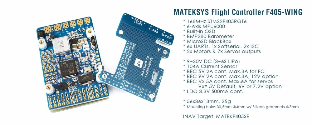 Matek System F405-WING F405 плата контроллера полета встроенный инвертор для SBUS input RC Drone