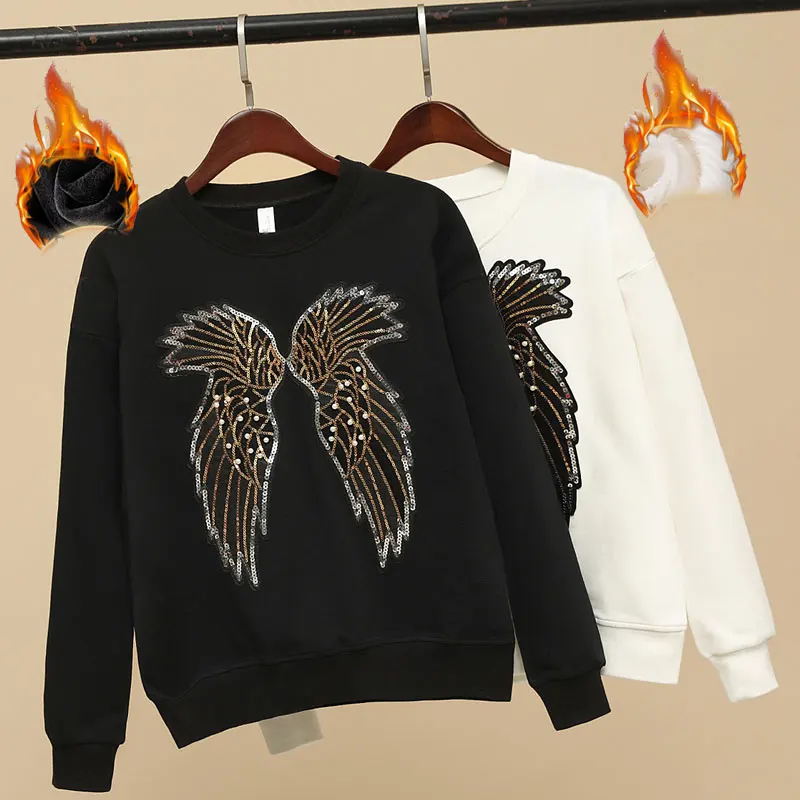 CIVICHIC Stylish Women Wings Stitch Cotton T Shirt Spring Autumn Sequin Wear Loose Pullover Velvet Tops Tee Solid Clothing WLT03
CIVICHIC Stylish Women Wings Stitch Cotton T Shirt Spring Autumn Sequin Wear Loose Pullover Velvet Tops Tee Solid Clothing WLT03