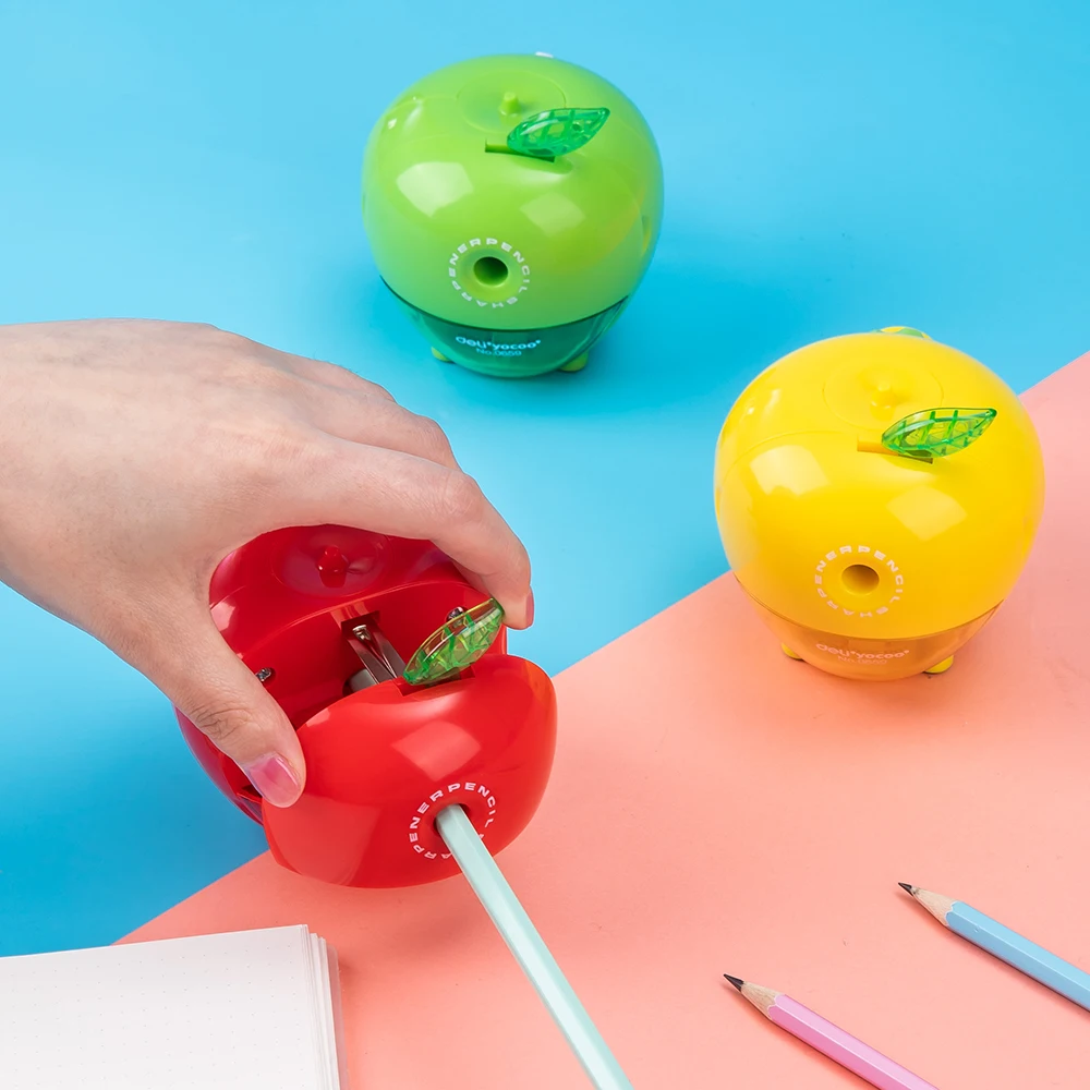 DELI E0659 Rotary pencil sharpener pencil cutter Apple cute sharpener knife smooth sharpening school accessories stationery
DELI E0659 Rotary pencil sharpener pencil cutter Apple cute sharpener knife smooth sharpening school accessories stationery