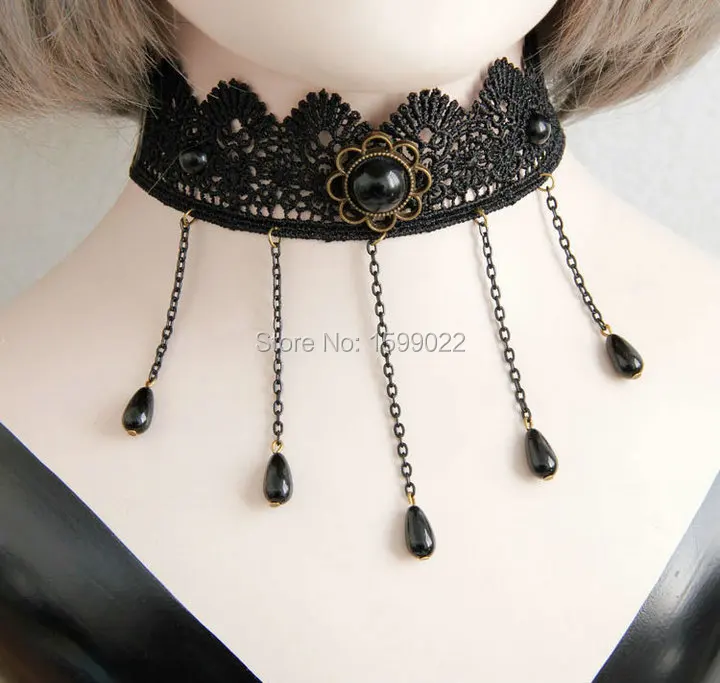 Shabby Chic Gothic Black lace chocker Trendy Jewelry Women's Necklace With Tassel Glass Crystal Pendant Neck Accessories
Shabby Chic Gothic Black lace chocker Trendy Jewelry Women's Necklace With Tassel Glass Crystal Pendant Neck Accessories